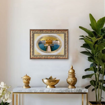 Sri Harmandir Sahib (Golden Temple) | Sikh Sacred Wall & Tabletop Royal Photo Frame in 24K Gold Plated Foil