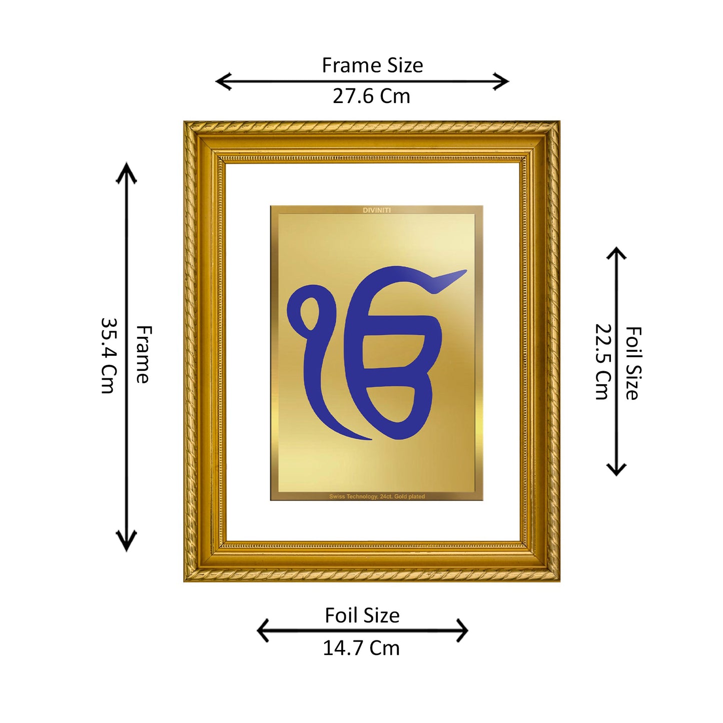 DIVINITI 24K Gold Plated Ik Onkar Wall Photo Frame for Home Decor, Wall Hanging, Table Top, Puja Room & Gift DG056S3 (27.6X35.4 CM)