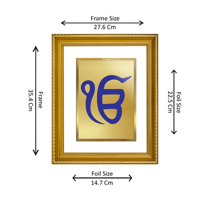 DIVINITI 24K Gold Plated Ik Onkar Wall Photo Frame for Home Decor, Wall Hanging, Table Top, Puja Room & Gift DG056S3 (27.6X35.4 CM)
