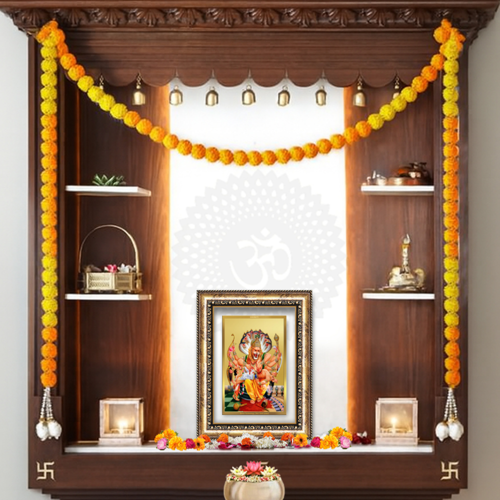 Diviniti 24K Gold Plated Narasimha (Classic) Divine Wall Frame for Home Mandir & Office Decor | Luxury Spiritual Gift