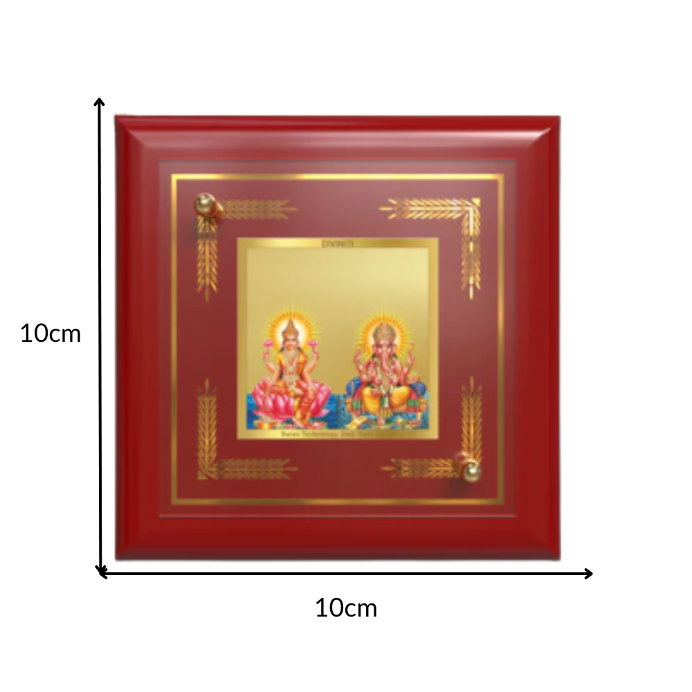 Lakshmi & Ganesha | Divine Prosperity Duo Tabletop Frame in 24K Gold Plated Foil