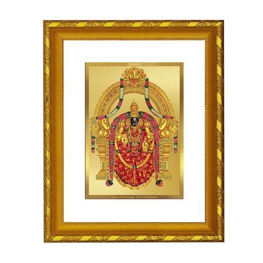 DIVINITI 24K Gold Plated Foil Padmavathi Photo Frame for Home Wall Decor, Workshop, Table Top, Gift|DG103 Size 2 (22.6x18.4 CM)