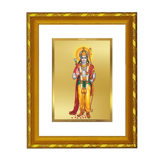 DIVINITI 24K Gold Plated Lord Shri Ram Photo Frame for Puja Room, Home Wall Decor, Workshop, Table Top, Gift|DG103 Size 2 (22.6x18.4 CM)