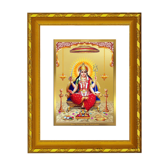 DIVINITI 24K Gold Plated Foil Santoshi Mata Photo Frame for Home Decor, Table Top, Wall Hanging, Workshop, Premium Gift|DG103 Size 2 (22.6x18.4 CM)