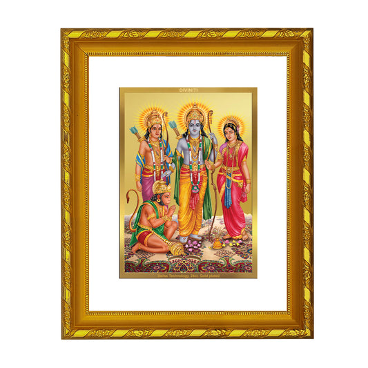 DIVINITI 24K Gold Plated Lord Ram Darbar Photo Frame for Home Decor, Table Top, Wall Hanging, Workshop, Premium Gift|DG103 Size 2 (22.6x18.4 CM)