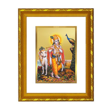 Load image into Gallery viewer, DIVINITI 24K Gold Plated Lord Krishna Photo Frame For Home Wall Decor, Tabletop, Puja (21.5 X 17.5 CM)
