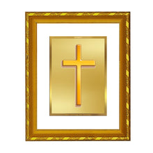 Load image into Gallery viewer, DIVINITI 24K Gold Plated Holy Cross Photo Frame For Home Wall Decor, Exclusive Gift (21.5 X 17.5 CM)
