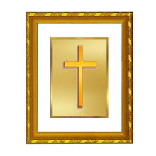 Load image into Gallery viewer, DIVINITI 24K Gold Plated Holy Cross Photo Frame For Home Wall Decor, Exclusive Gift (21.5 X 17.5 CM)