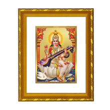 Load image into Gallery viewer, DIVINITI 24K Gold Plated Saraswati Mata Photo Frame For Home Wall Decor, Tabletop (21.5 X 17.5 CM)
