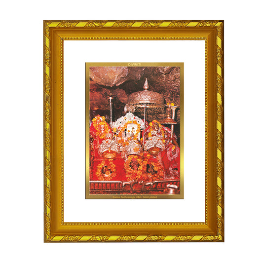DIVINITI 24K Gold Plated Foil Mata Ka Darbar Photo Frame Idol for Home Wall Decor, Workshop, Table Top, Gift|DG103 Size 2 (22.6x18.4 CM)