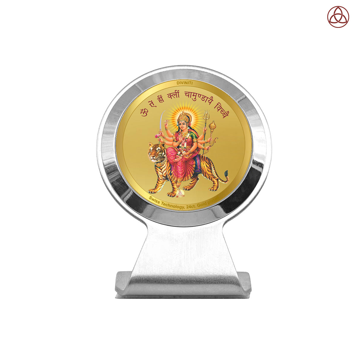 Durga Mata | Divine Goddess Durga Car Dashboard & Tabletop Photo Frame in 24K Gold Plated Foil