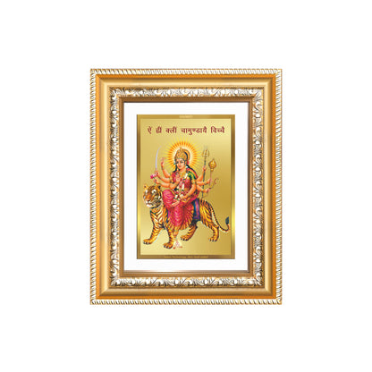 Diviniti 24K Gold Plated Durga With Mantra (Classic) Divine Wall and Table Top Frame for Home Mandir & Office Decor | Luxury Spiritual Gift