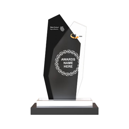 Luxury Crystal Plaque Geometric Black & Clear Personalized Trophy for Milestones and Leadership Honors
