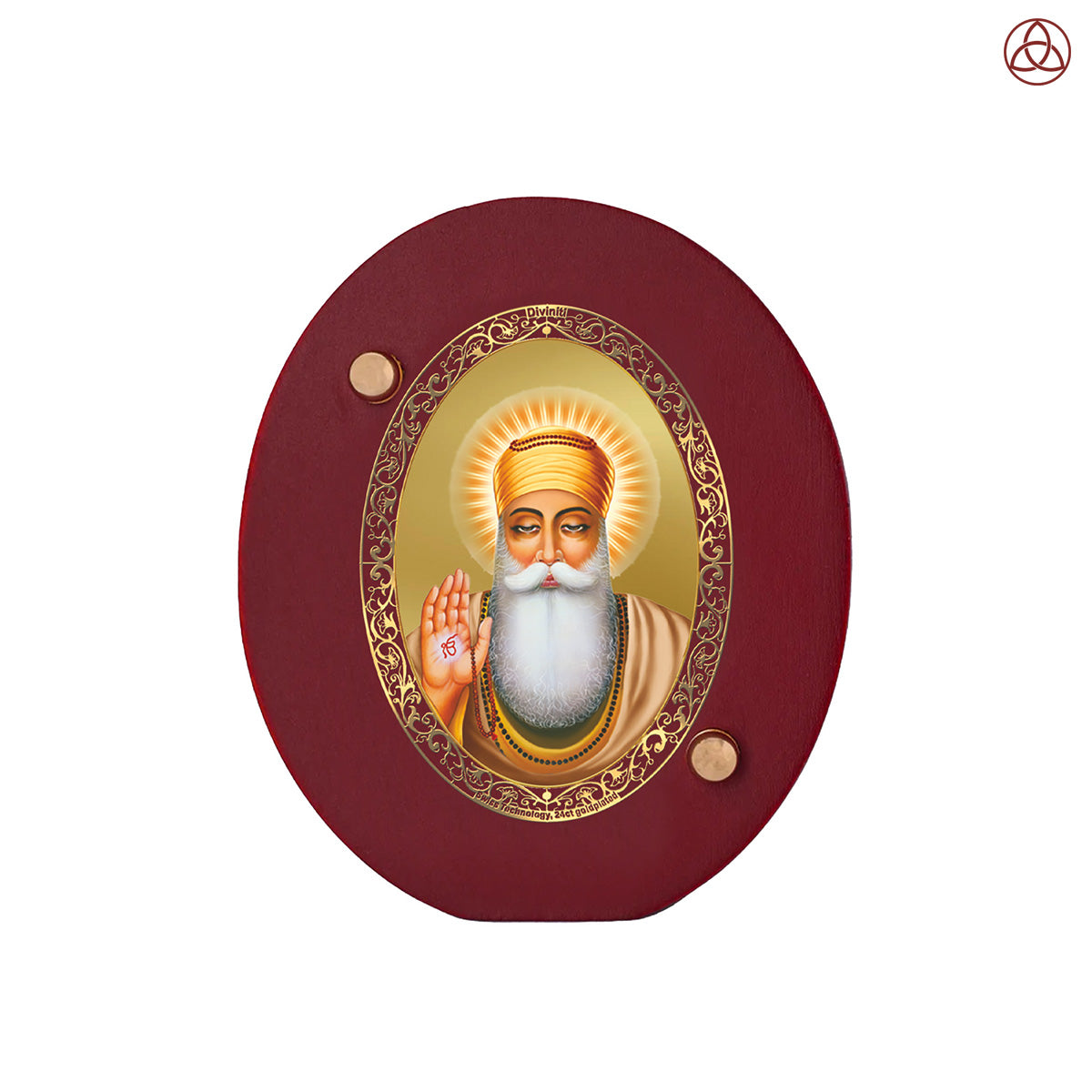 Guru Nanak Dev Ji Car Dashboard & Tabletop Photo Frame in 24K gold plated royal foil