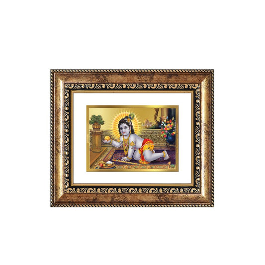 Diviniti 24K Gold Plated Laddu Gopal Divine Table Top Frame for Home Mandir & Office Decor | Luxury Spiritual Gift