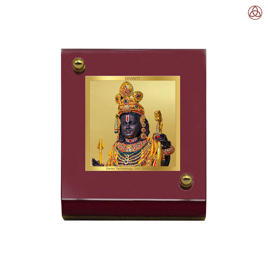 Ram Lalla with Arch | Divine Lord Ram Lalla Car Dashboard & Tabletop Photo Frame in 24K Gold Plated Foil