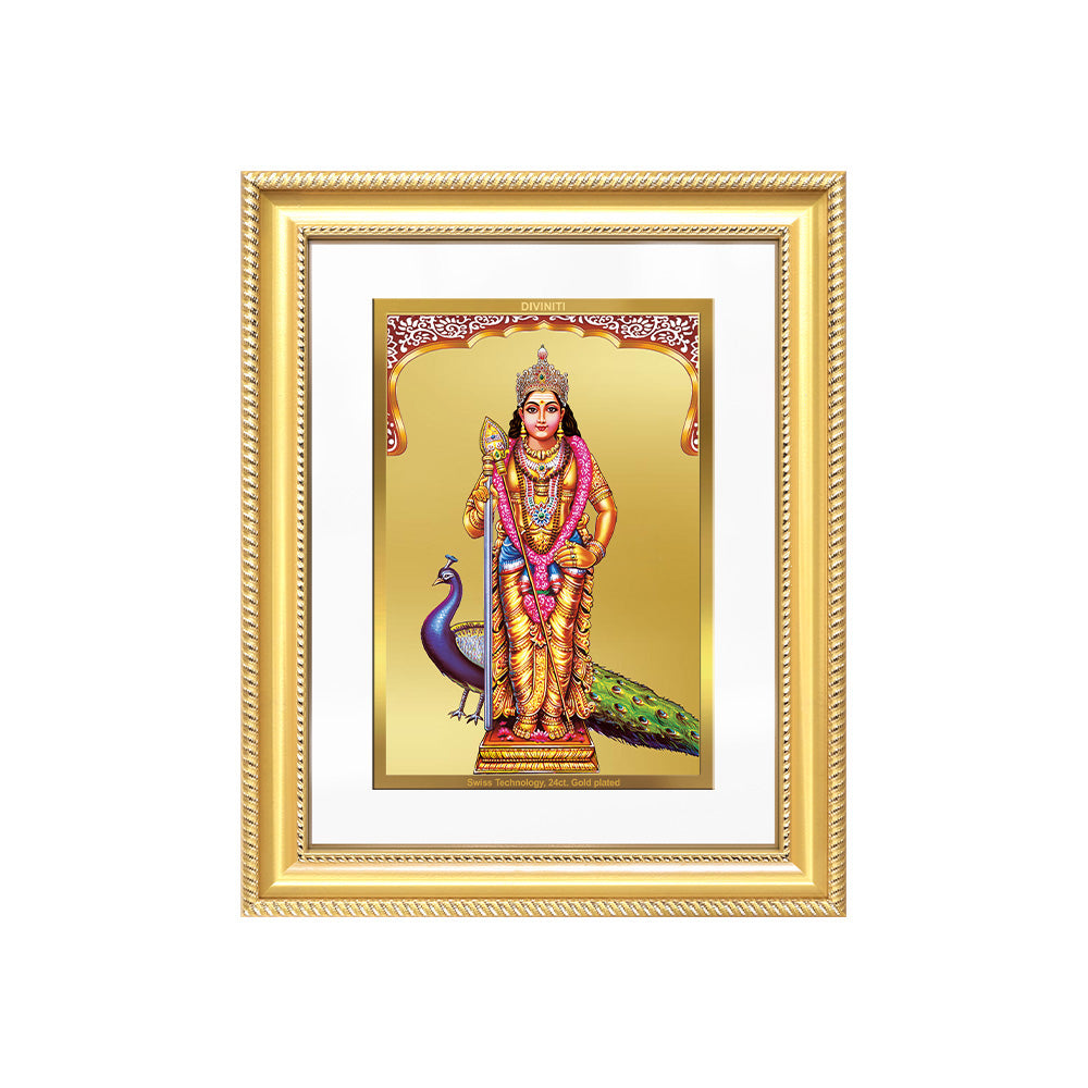 Diviniti 24K Gold Plated Murugan (Classic) Divine Wall Frame for Home Mandir & Office Decor | Luxury Spiritual Gift