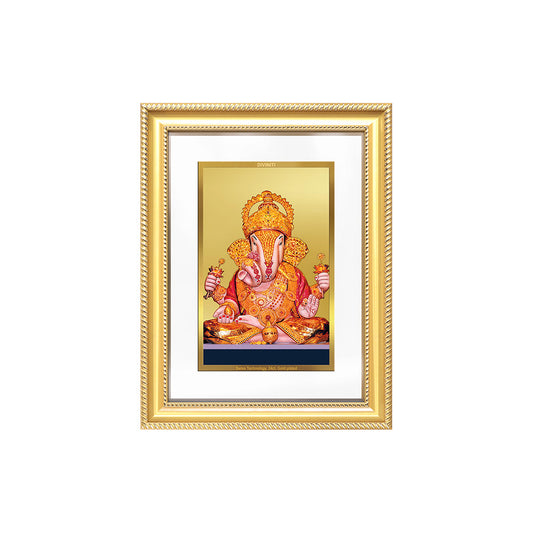 Diviniti 24K Gold Plated Dagadu Ganesha (Classic) Divine Wall Frame for Home Mandir & Office Decor | Luxury Spiritual Gift