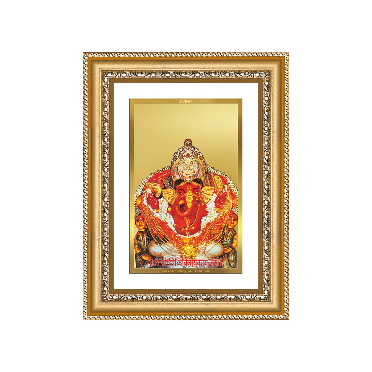 Diviniti 24K Gold Plated Siddhi Vinayak (Classic) Divine Wall Frame for Home Mandir & Office Decor | Luxury Spiritual Gift