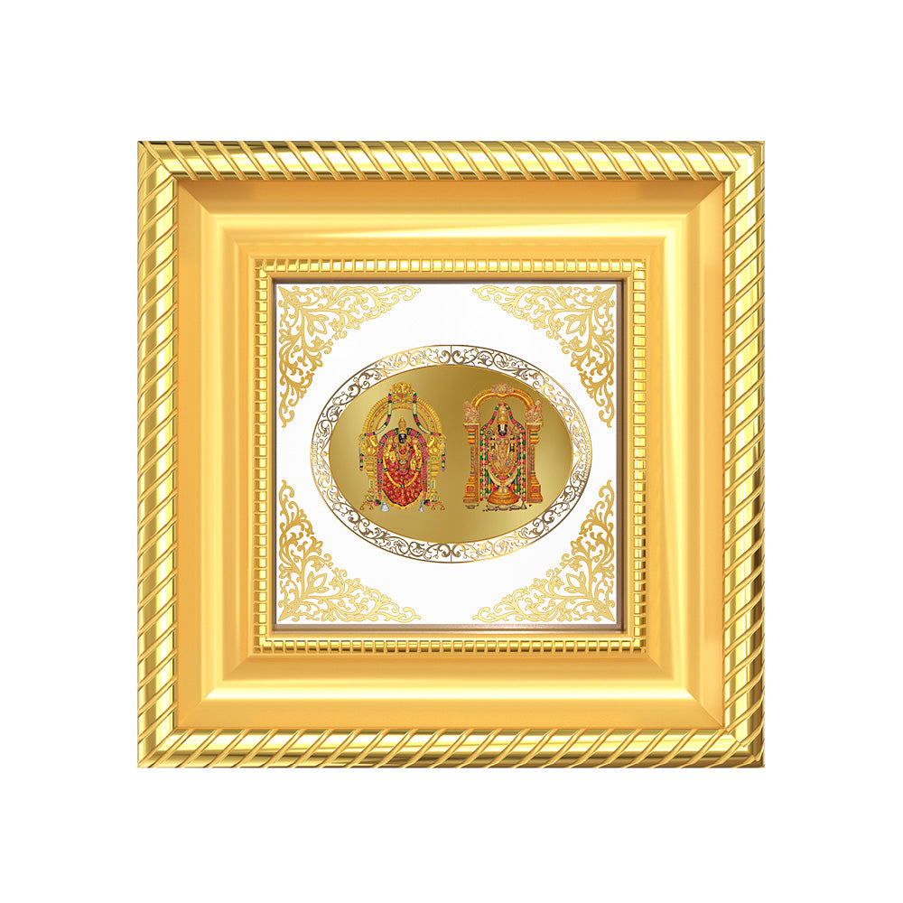 Padmavati and Balaji | Divine Sacred Couple Royal Tabletop Photo Frame in 24K Gold Plated Foil