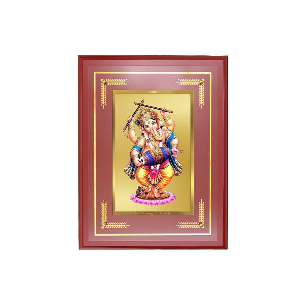 Diviniti 24K Gold Plated Dancing Ganesha Blessing Tabletop Photo Frame | Joy, Success & Divine Grace