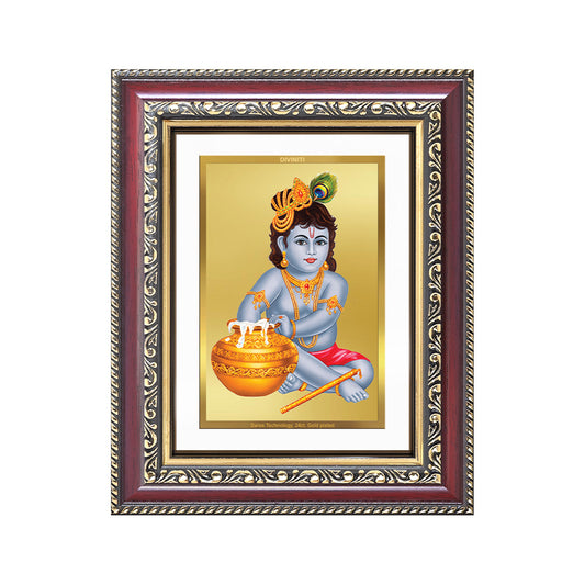 Diviniti 24K Gold Plated Bal Gopal Divine Wall and Table Top Frame for Home Mandir & Office Decor | Luxury Spiritual Gift
