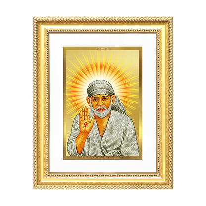 Diviniti 24K Gold Plated Sai Baba With Blessings (Classic) Divine Wall Frame for Home Mandir & Office Decor | Luxury Spiritual Gift