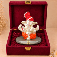 DIVINITI 999 Silver-Plated Ganesha Idol | Car & Home Décor | Gift Box | 7x7 CM