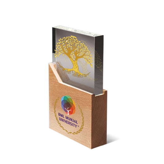 Customized Wooden Trophy with tree of life on 24K Gold Plated Foil | Personalized Premium Award