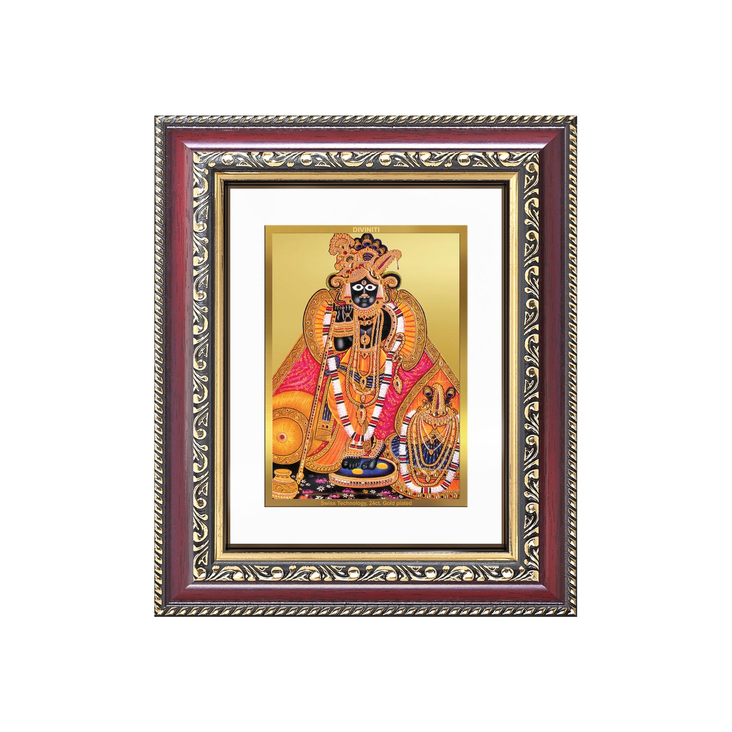 Diviniti 24K Gold Plated Banke Bihari Ji (Classic) Divine Table Top Frame for Home Mandir & Office Decor | Luxury Spiritual Gift