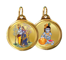 Load image into Gallery viewer, Diviniti 24K Double sided Gold Plated Pendant  RADHA KRISHNA &amp; BALGOPAL|28 MM Flip Coin (1 PCS)
