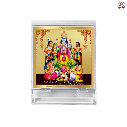 Lord Satyanarayan | Divine Vishnu Form Car Dashboard & Tabletop Photo Frame in 24K Gold Plated Foil