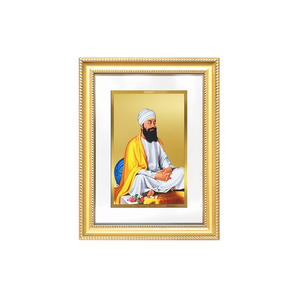 Diviniti 24K Gold Plated Guru Tegh Bahadur Sahib Ji (Classic) Sacred Sikh Wall Frame for Home Decor & Office Ambiance | Premium Spiritual Gift