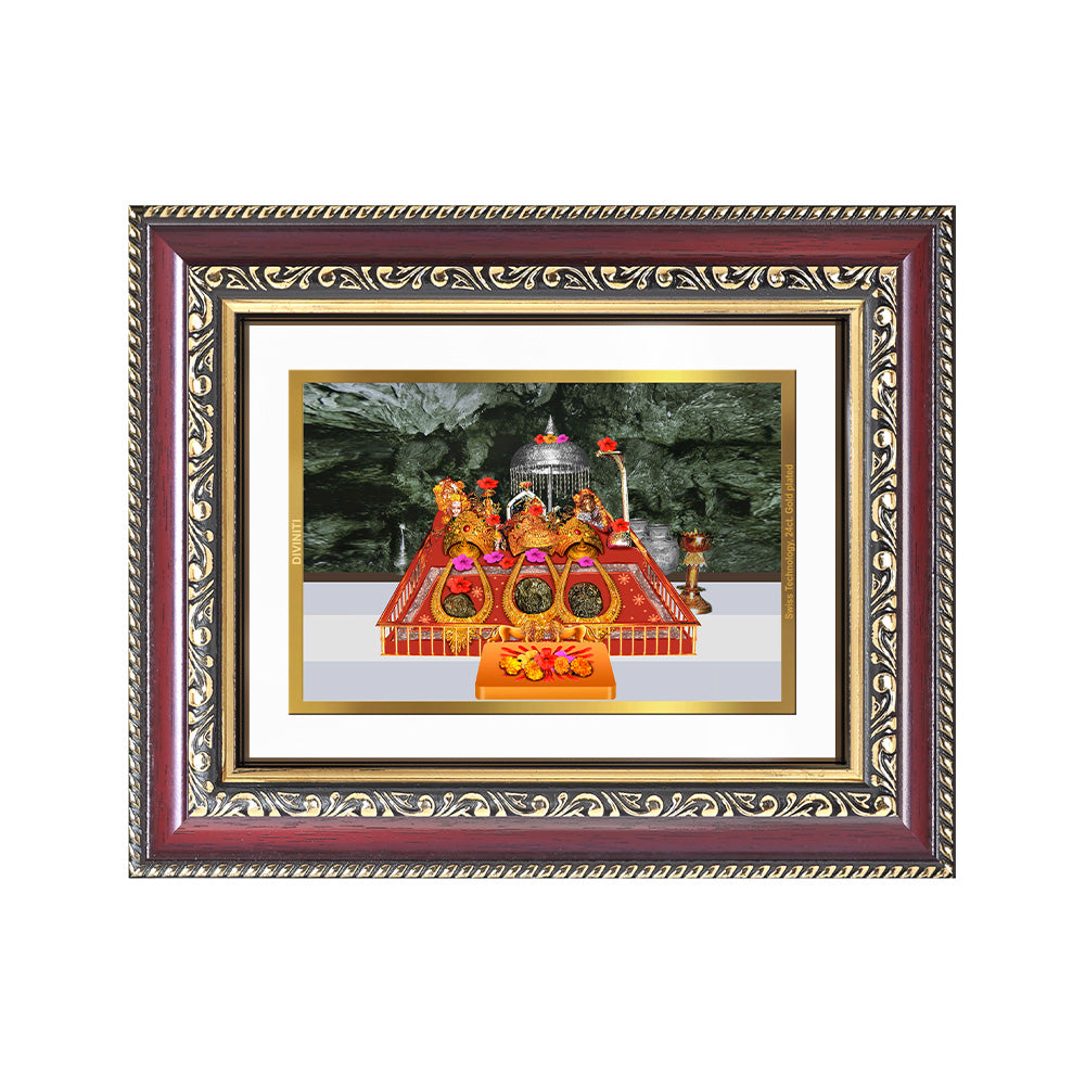 Diviniti 24K Gold Plated Mata Ka Darbar (Classic) Divine Wall and Table Top Frame for Home Mandir & Office Decor | Luxury Spiritual Gift