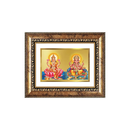 Diviniti 24K Gold Plated Lakshmi Ganesha (Classic) Divine Wall and Table Top Frame for Home Mandir & Office Decor | Luxury Spiritual Gift