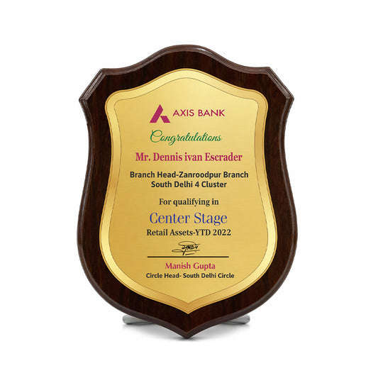 Diviniti Customized MDF Memento with Matter Printed on 24K Gold Plated Foil | Luxury Personalized Award | Premium Corporate Gift Plaque
