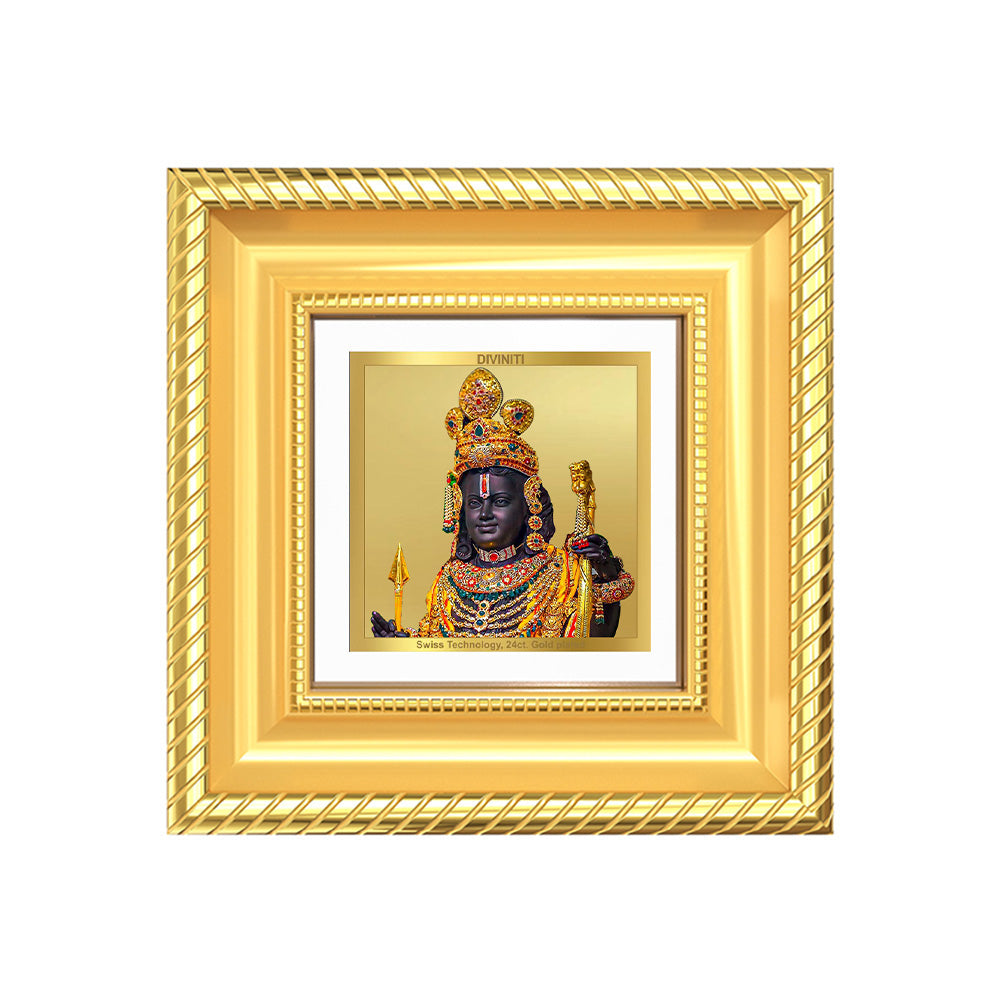 Diviniti Ram Lalla with Arch Tabletop Photo Frame in 24K Gold Plated Foil | Innocence, Devotion & Divine Blessings | DG015S1A (10x10 CM)