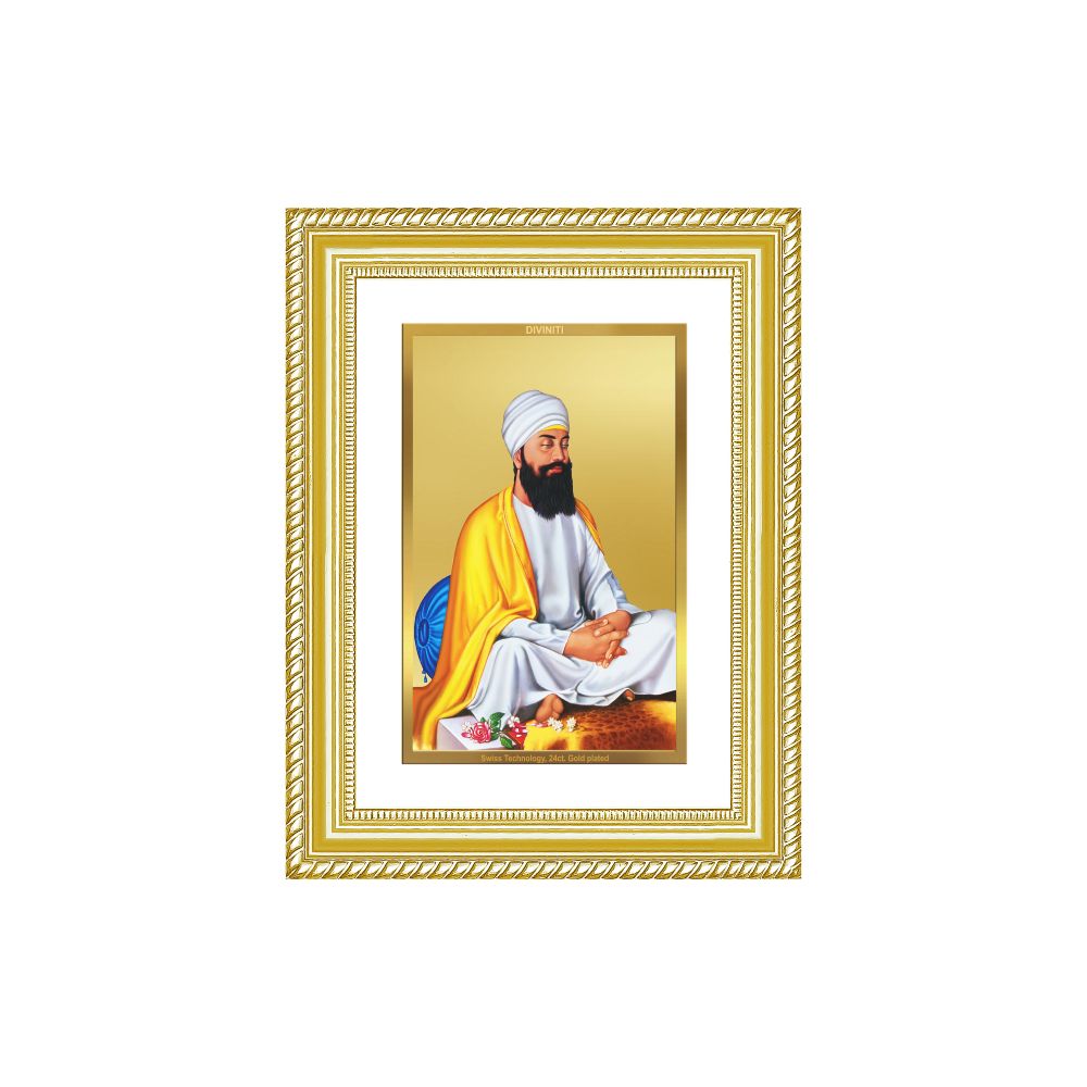 Diviniti 24K Gold Plated Guru Tegh Bahadur Sahib Ji (Classic) Sacred Sikh Wall Frame for Home Decor & Office Ambiance | Premium Spiritual Gift
