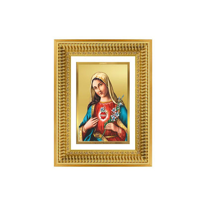 Diviniti 24K Gold Plated Mother Mary (Classic) Divine Wall Frame for Home Mandir & Office Decor | Luxury Spiritual Gift