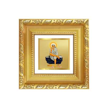 Diviniti Sai Baba of Shirdi Tabletop Photo Frame in 24K Gold Plated Foil | Faith, Peace & Divine Blessings | DG103S1A (10x10 CM)