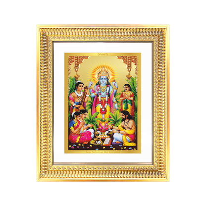 Diviniti 24K Gold Plated Satyanarayan (Classic) Divine Wall Frame for Home Mandir & Office Decor | Luxury Spiritual Gift