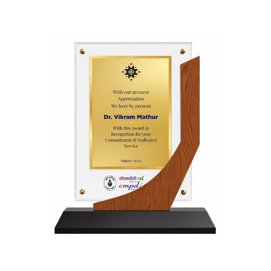 Customized Memento with Matter Printed on 24K Gold Plated Foil | Premium Corporate Gifting Award