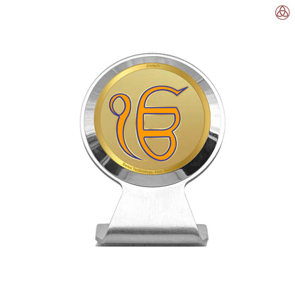 Ik Onkar | Divine Sikh Symbol Car Dashboard & Tabletop Photo Frame in 24K Gold Plated Foil