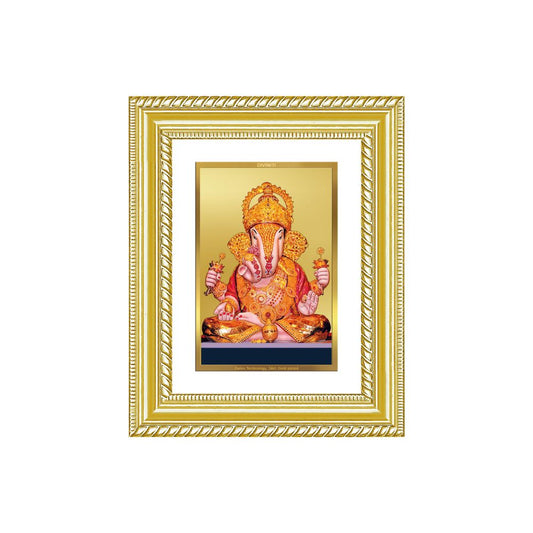 Diviniti 24K Gold Plated Dagadu Ganesha (Classic) Divine Wall and Table Top Frame for Home Mandir & Office Decor | Luxury Spiritual Gift