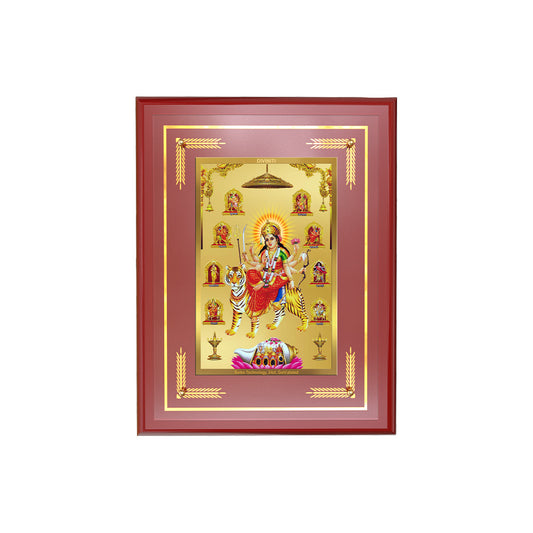 Diviniti 24K Gold Plated Nav Durga Blessing Tabletop Photo Frame | Strength, Protection & Divine Grace