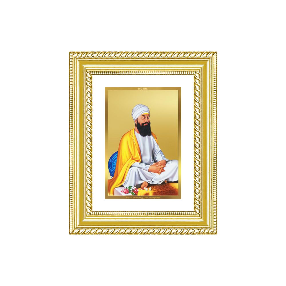 Diviniti 24K Gold Plated Guru Tegh Bahadur Sahib Ji (Classic) Sacred Sikh Wall and Table Top Frame for Home Decor & Office Ambiance | Premium Spiritual Gift