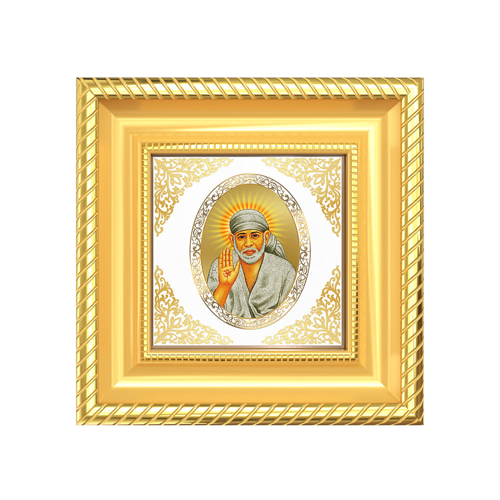 Sai Baba Blessings | Divine Spiritual Guru Royal Tabletop Photo Frame in 24K Gold Plated Foil