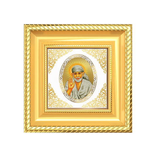 Sai Baba Blessings | Divine Spiritual Guru Royal Tabletop Photo Frame in 24K Gold Plated Foil