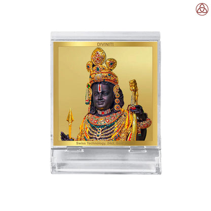 Ram Lalla with Arch | Divine Child Ram Car Dashboard & Tabletop Photo Frame in 24K Gold Plated Foil