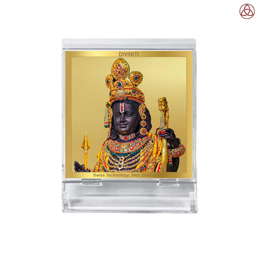 Ram Lalla with Arch | Divine Child Ram Car Dashboard & Tabletop Photo Frame in 24K Gold Plated Foil